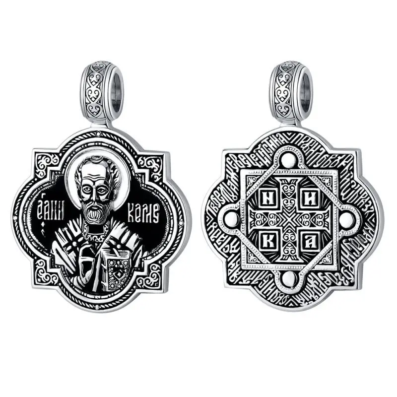 Подвеска икона из черного серебра