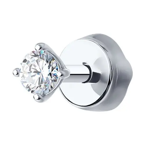 Серьги одиночные из белого золота