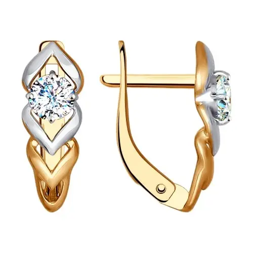 Серьги с английским замком из комбинированного золота