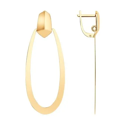 Серьги подвесные из красного золота