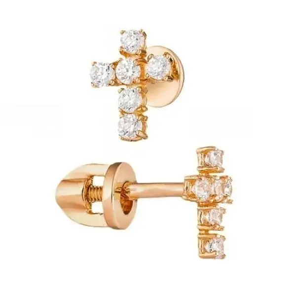 Серьги пуссеты из красного золота