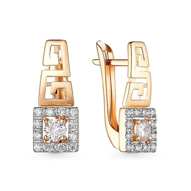 Серьги с английским замком из красного золота