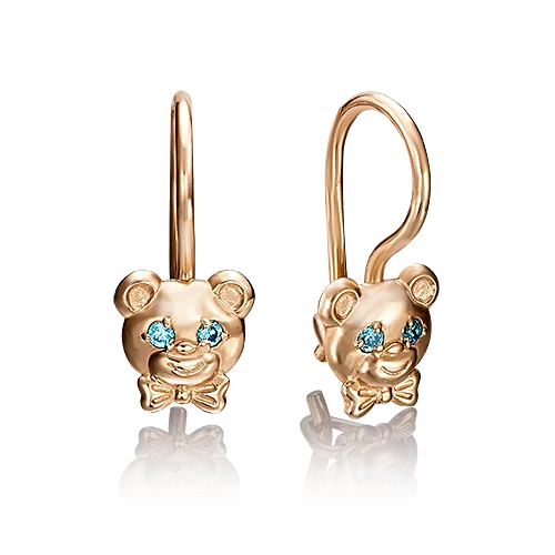 Серьги детские из красного золота