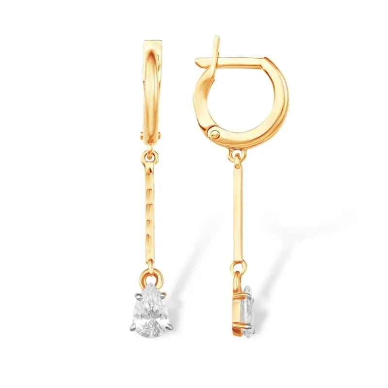 Серьги подвесные из красного золота