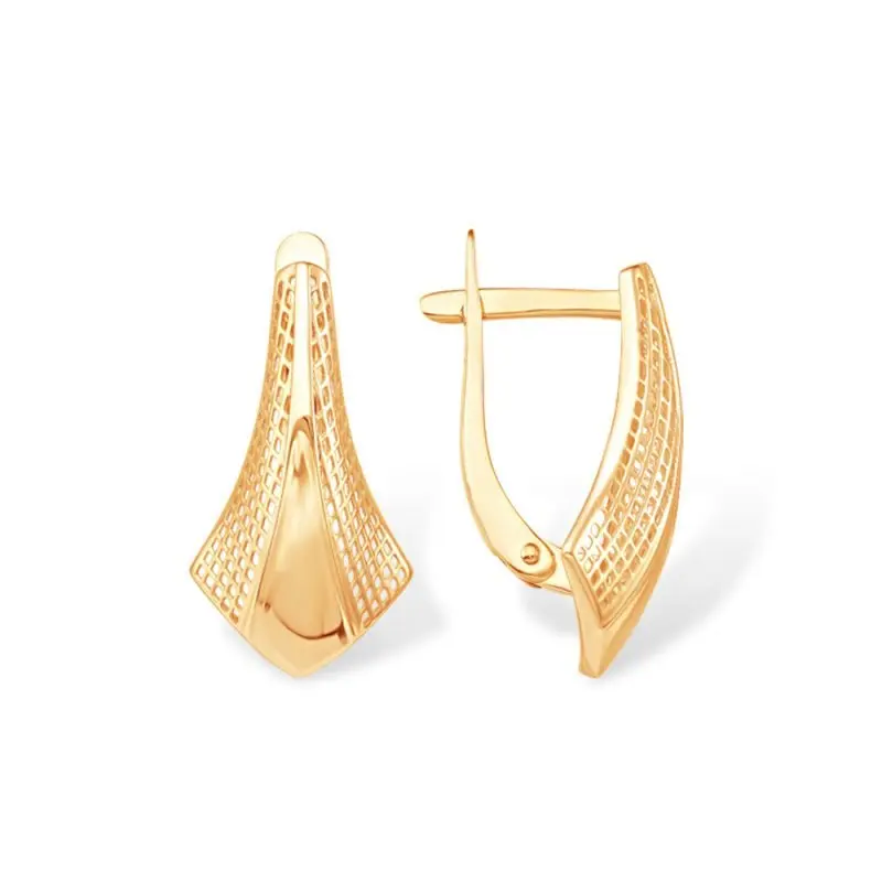 Серьги с английским замком из красного золота