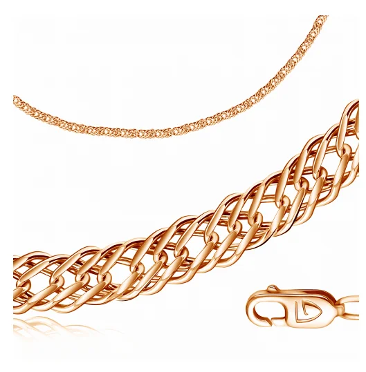 Браслет цепочный из красного золота вид 1