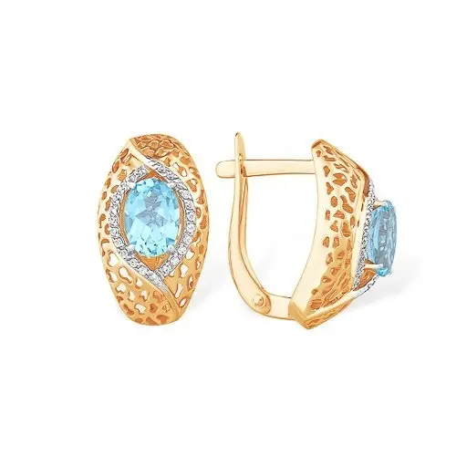 Серьги с английским замком из комбинированного золота