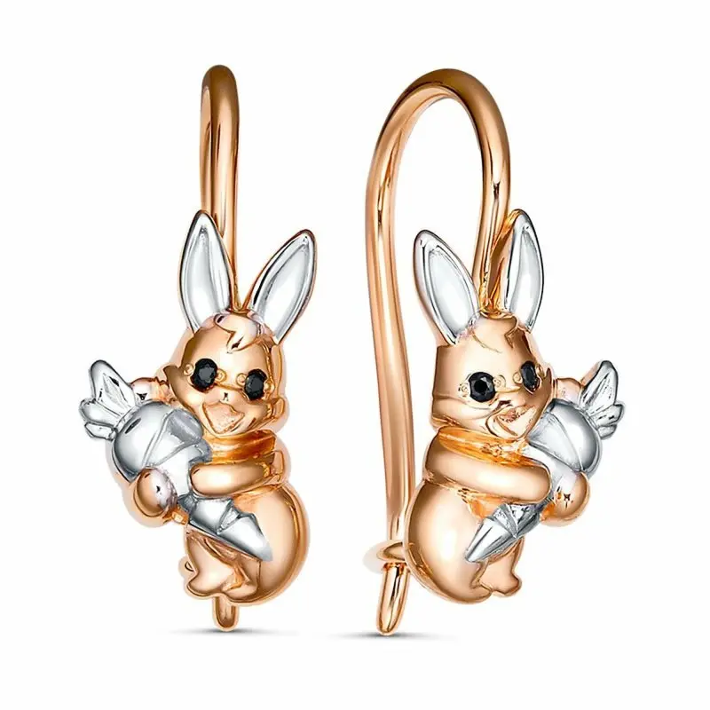 Серьги детские из комбинированного золота