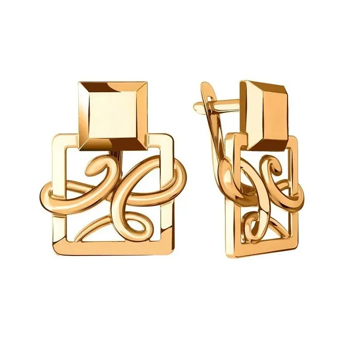 Серьги с английским замком из красного золота