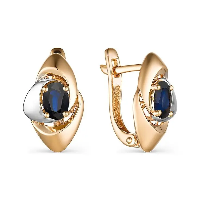 Серьги с английским замком из комбинированного золота