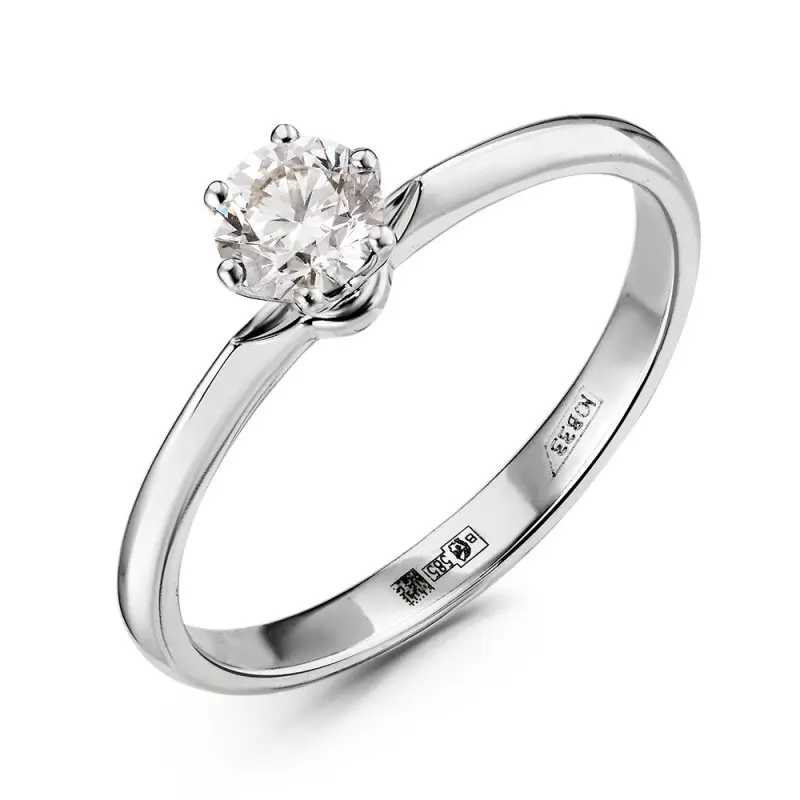 Кольцо помолвочное из белого золота