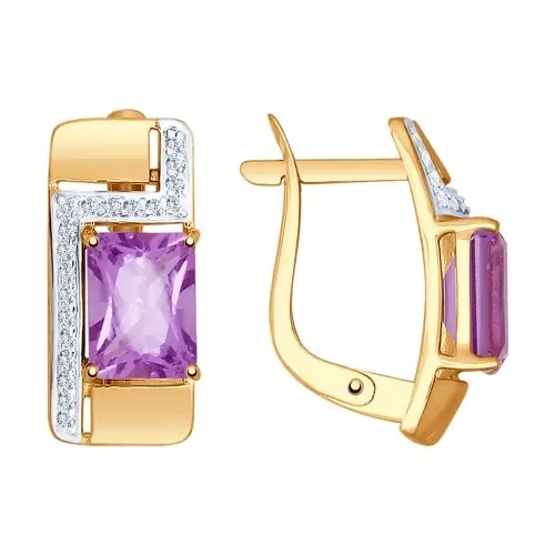 Серьги с английским замком из комбинированного золота