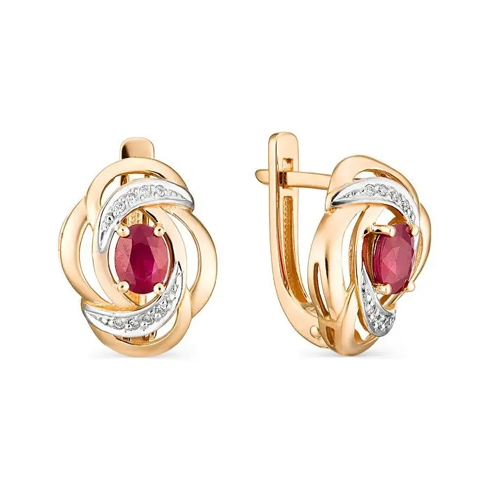 Серьги с английским замком из комбинированного золота