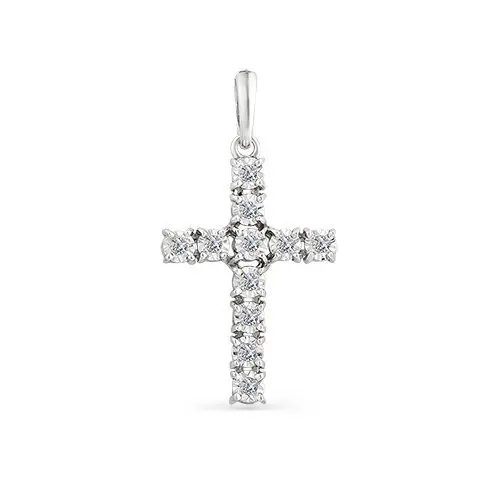 Подвеска декоративный крест из белого золота с бриллиантами