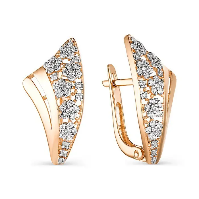 Серьги с английским замком из красного золота