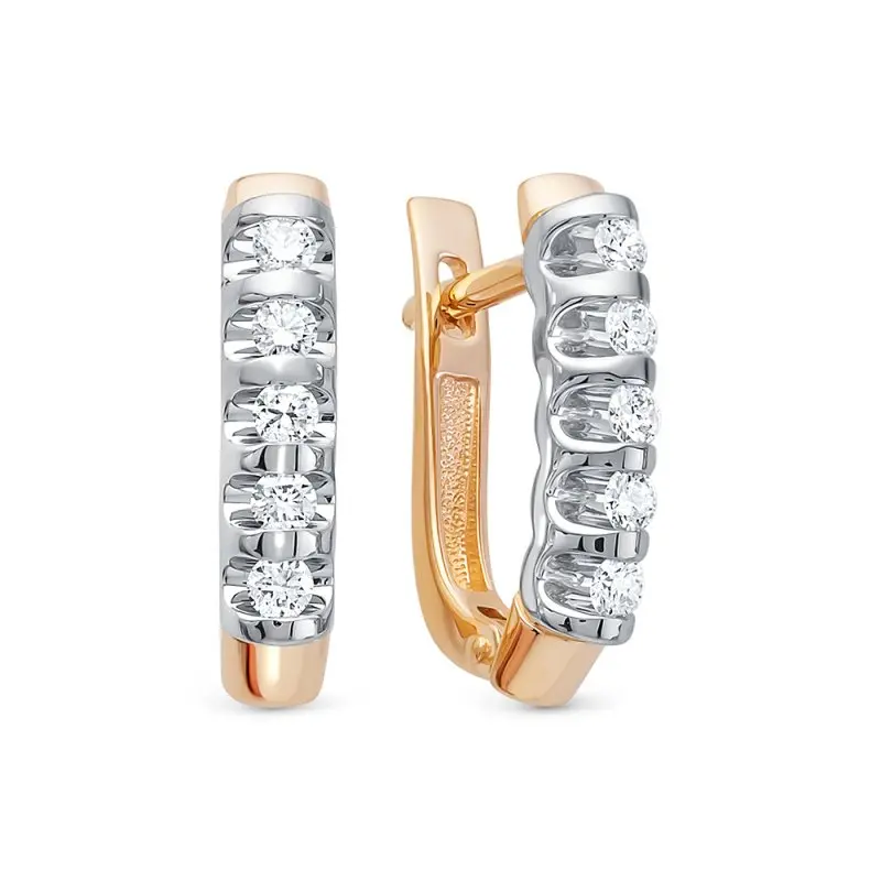 Серьги с английским замком из комбинированного золота