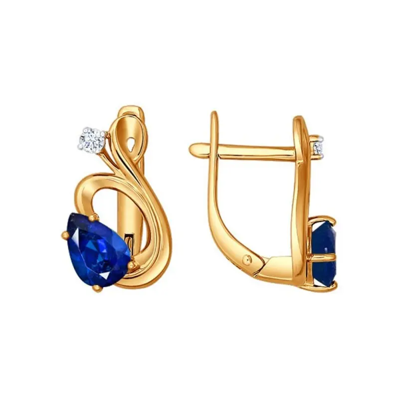 Серьги с английским замком из красного золота