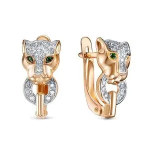 Серьги с английским замком из комбинированного золота