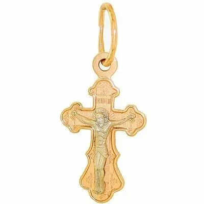 Подвеска крест из комбинированного золота