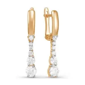Серьги подвесные из красного золота