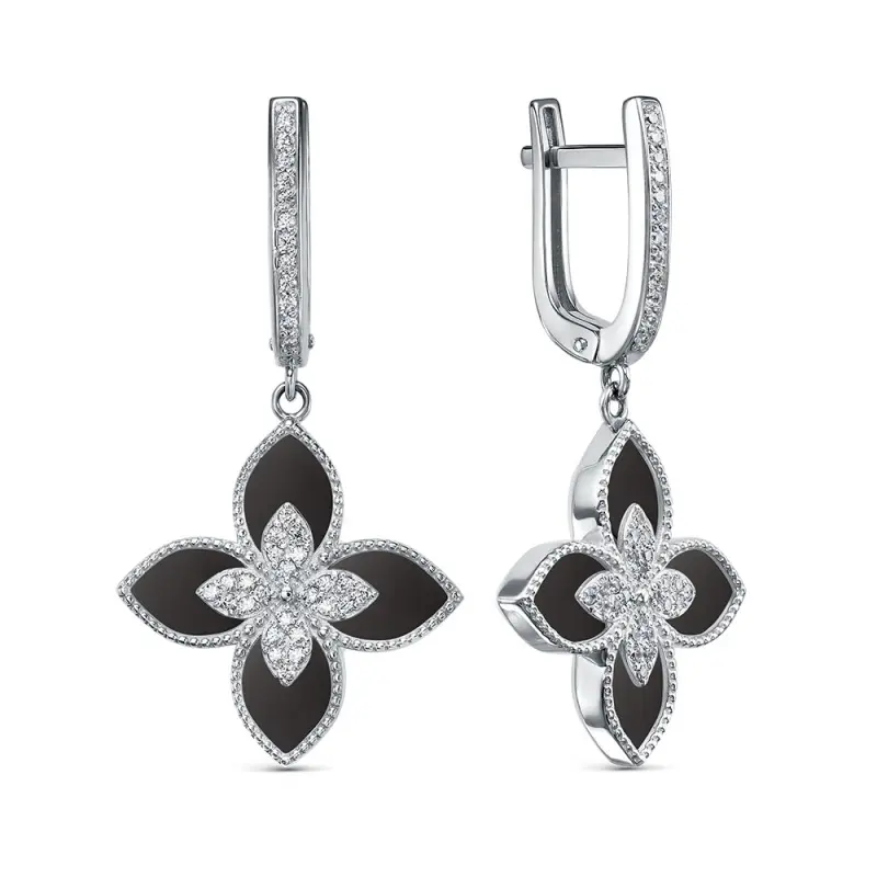Серьги подвесные из серебра
