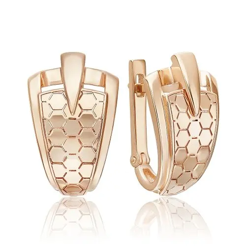 Серьги с английским замком из красного золота