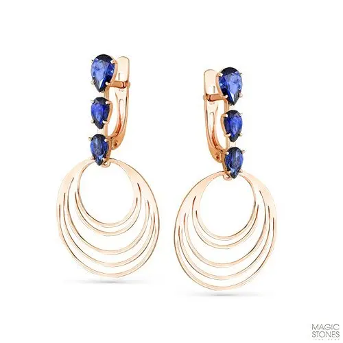 Серьги подвесные из красного золота