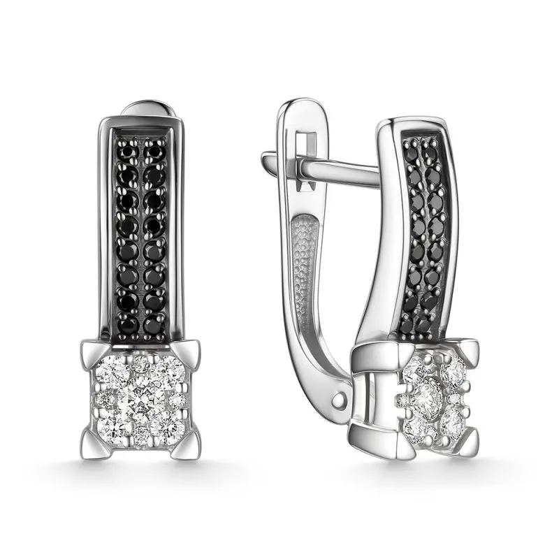 Серьги с английским замком из белого золота