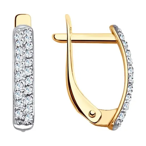 Серьги с английским замком из комбинированного золота