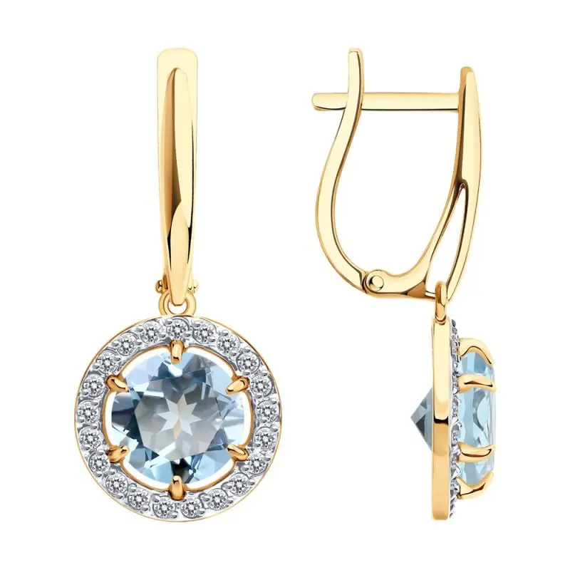 Серьги подвесные из красного золота