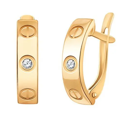 Серьги с английским замком из красного золота