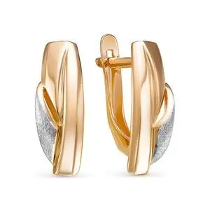 Серьги с английским замком из комбинированного золота