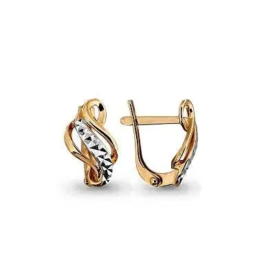 Серьги с английским замком из комбинированного золота