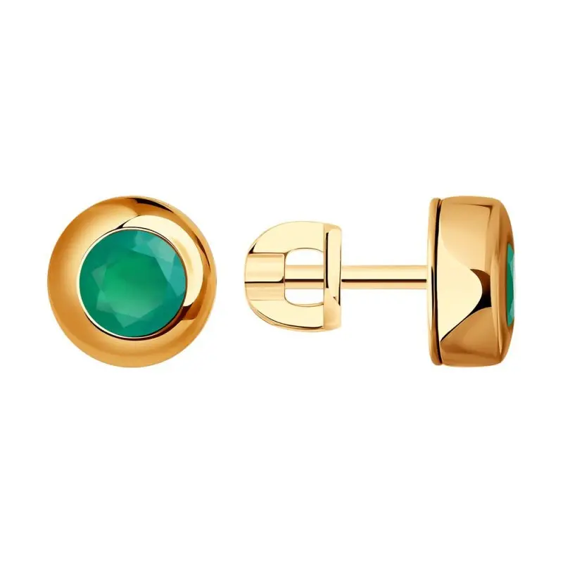 Серьги пуссеты из красного золота