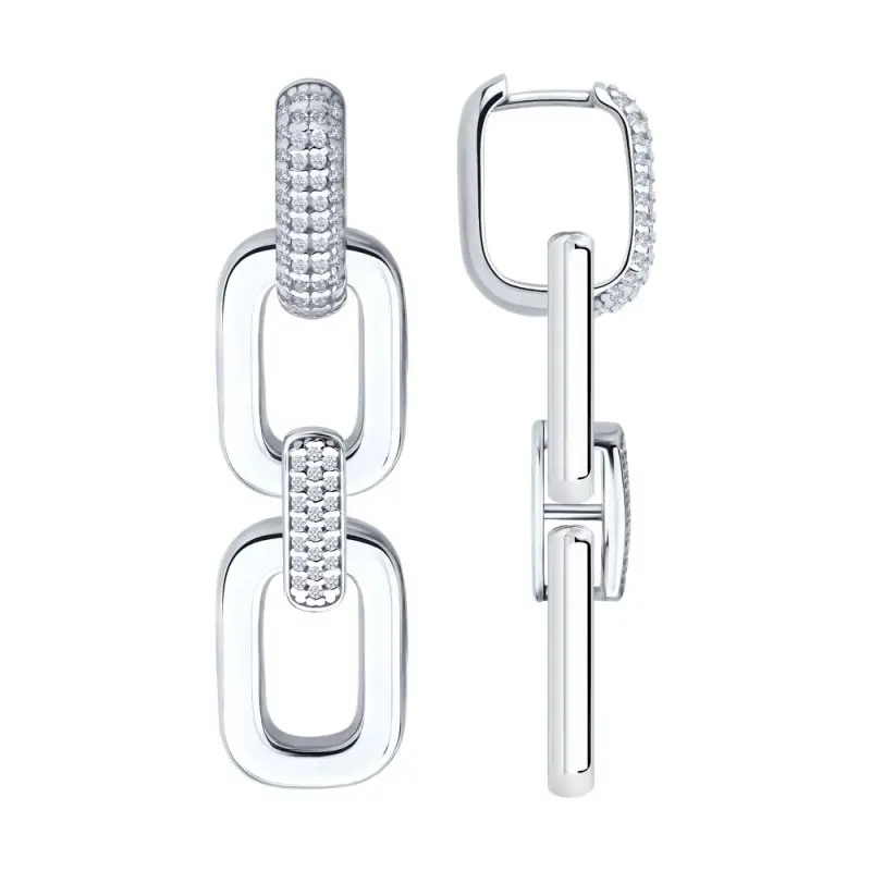 Серьги подвесные из серебра