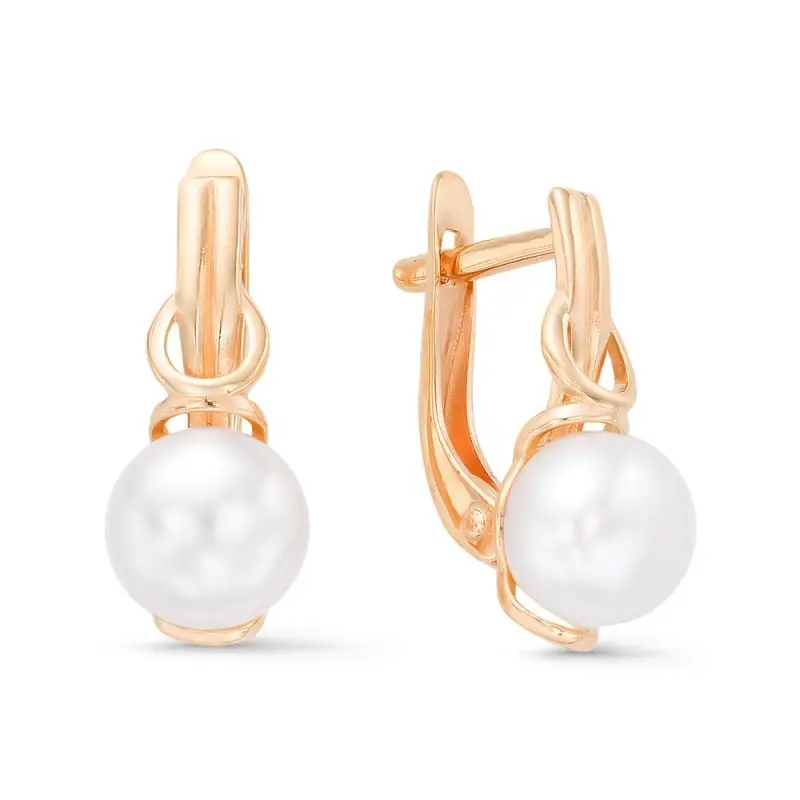 Серьги с английским замком из красного золота