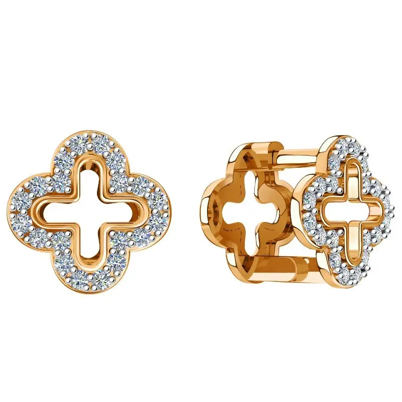 Серьги с английским замком из комбинированного золота