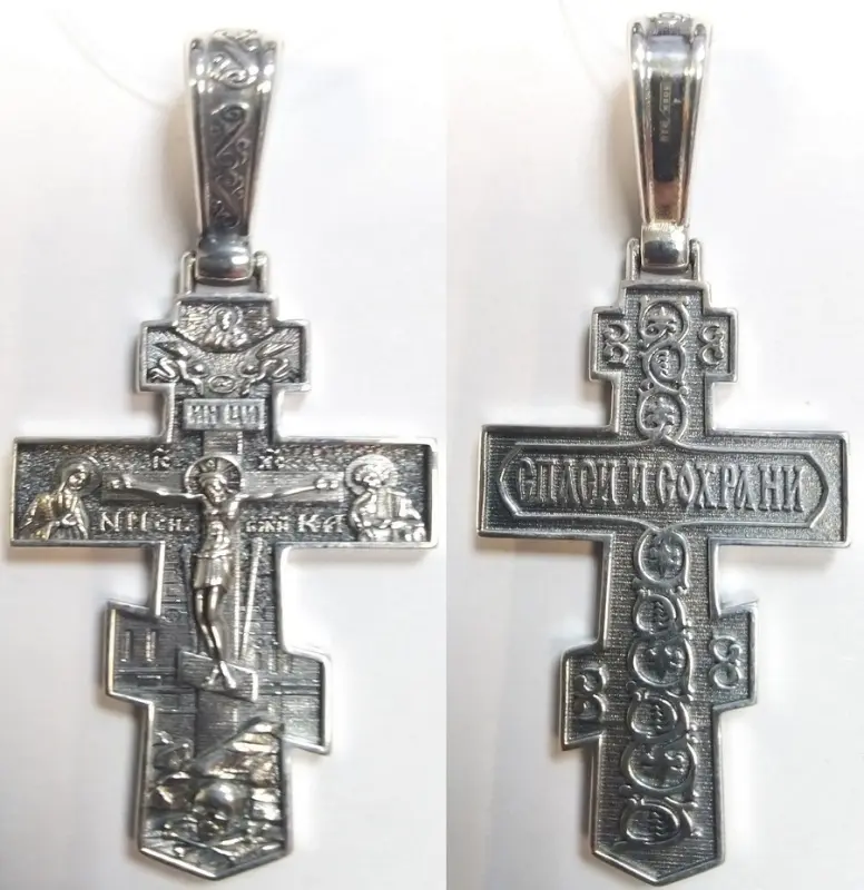 Подвеска крест из серебра