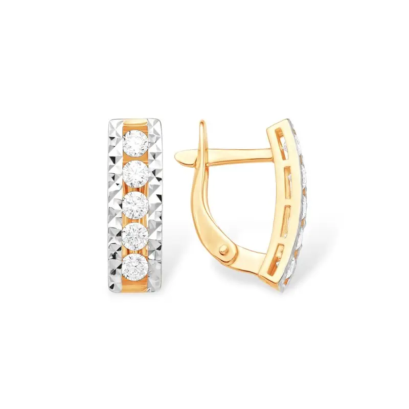 Серьги с английским замком из комбинированного золота