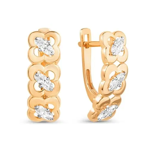 Серьги с английским замком из красного золота