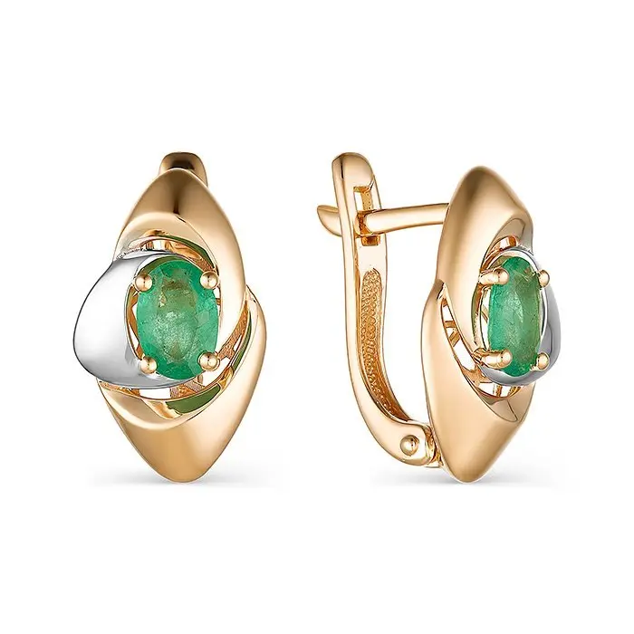 Серьги с английским замком из комбинированного золота