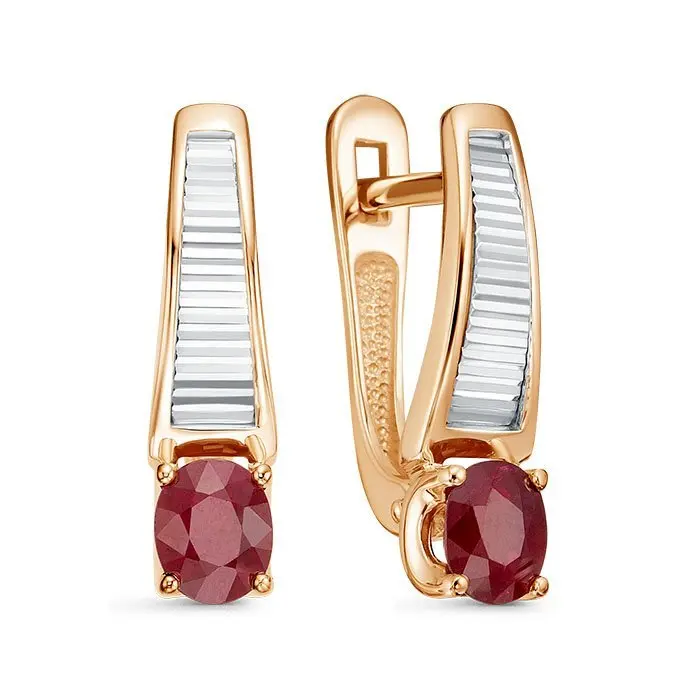 Серьги с английским замком из комбинированного золота