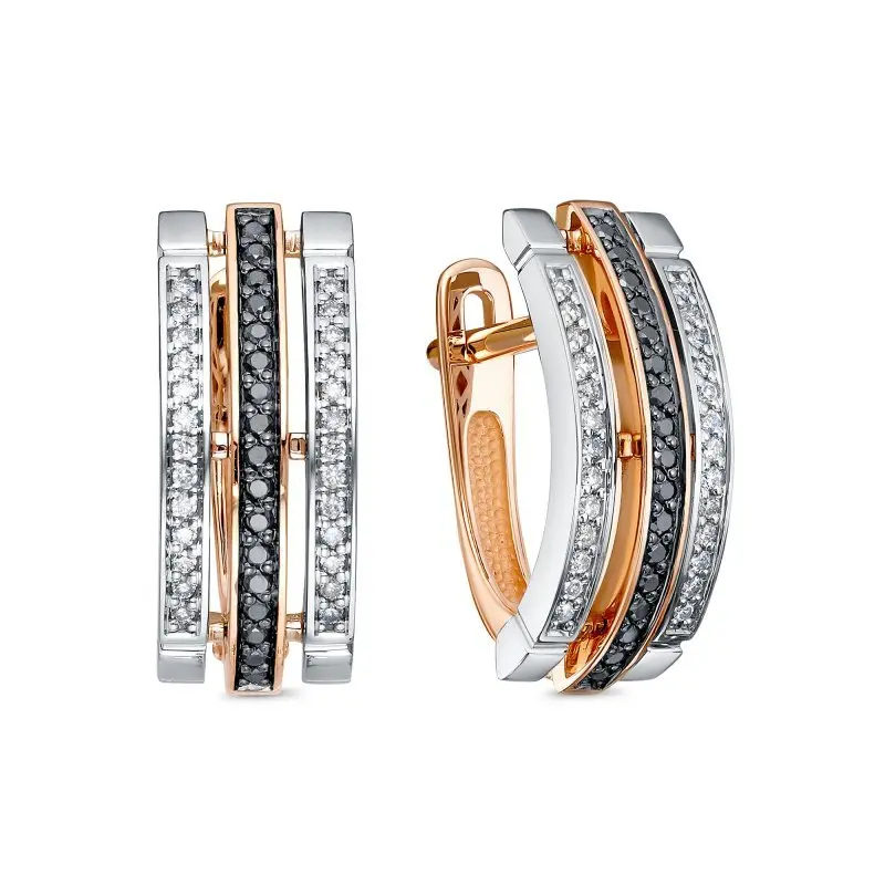 Серьги с английским замком из комбинированного золота