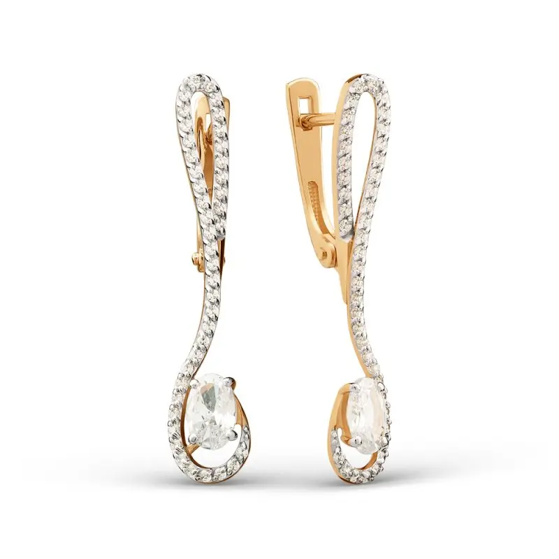 Серьги с английским замком из красного золота