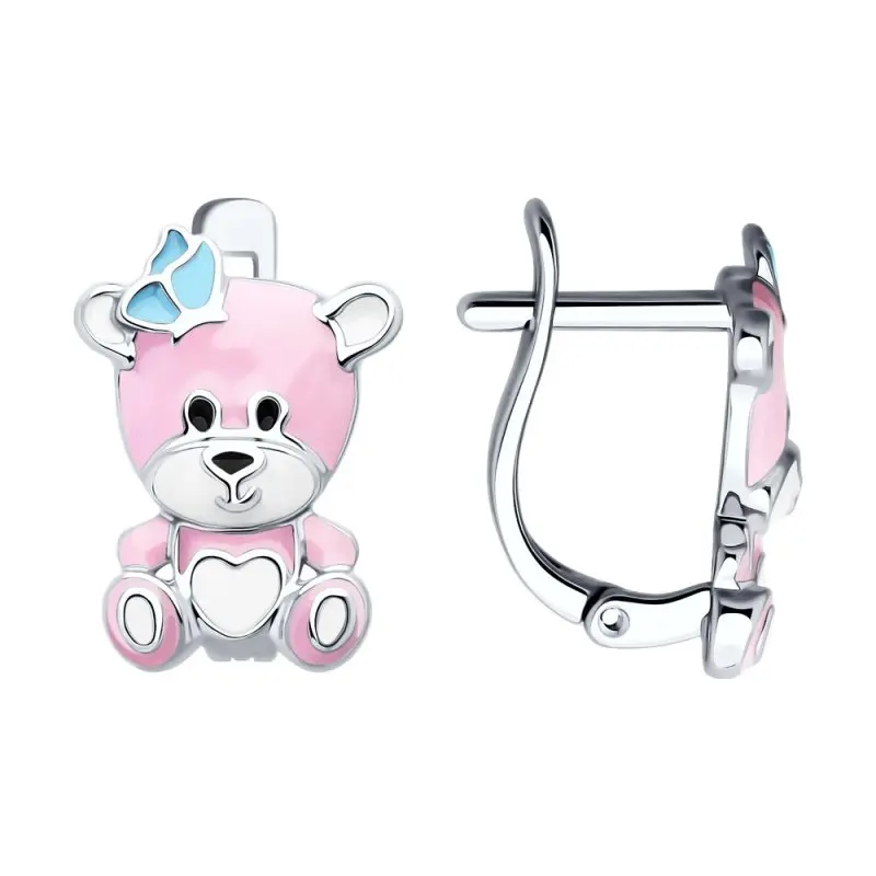 Серьги с английским замком из серебра