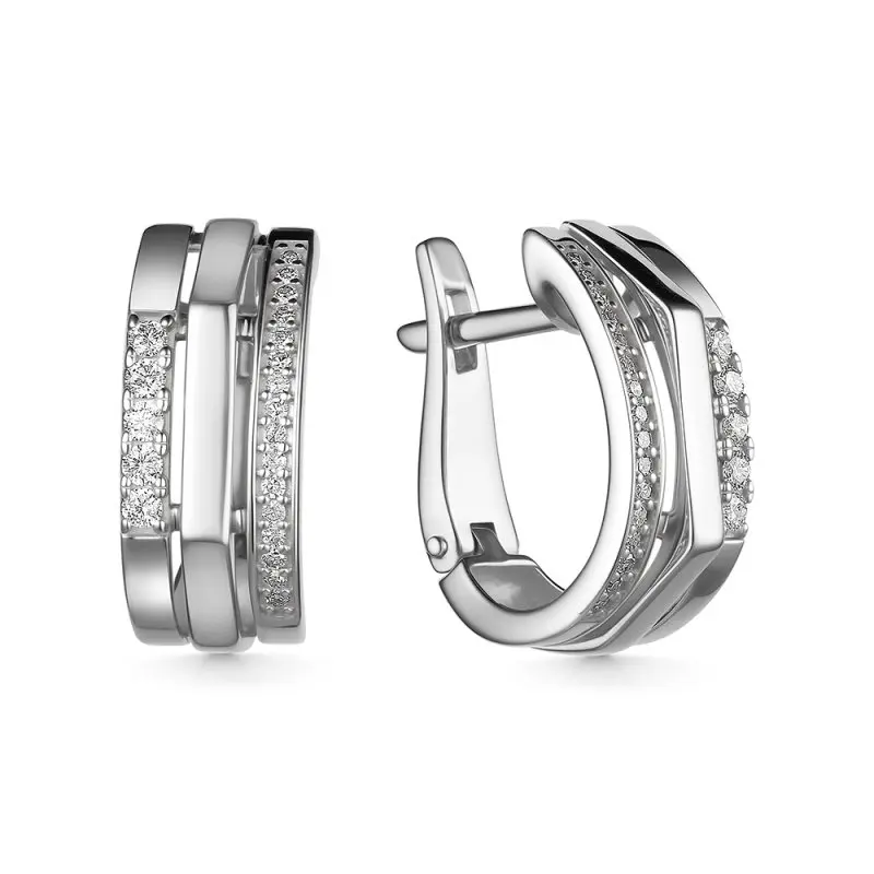 Серьги с английским замком из белого золота