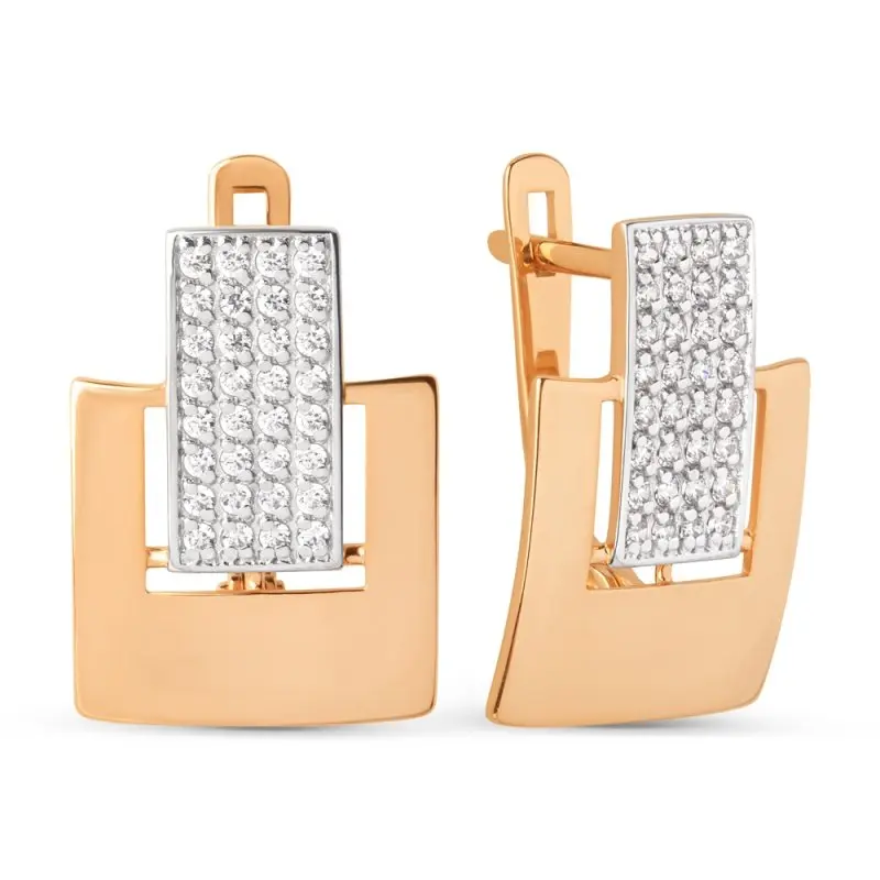 Серьги с английским замком из красного золота