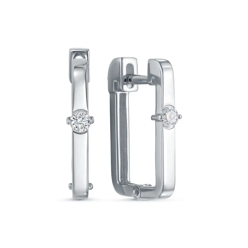 Серьги с английским замком из белого золота