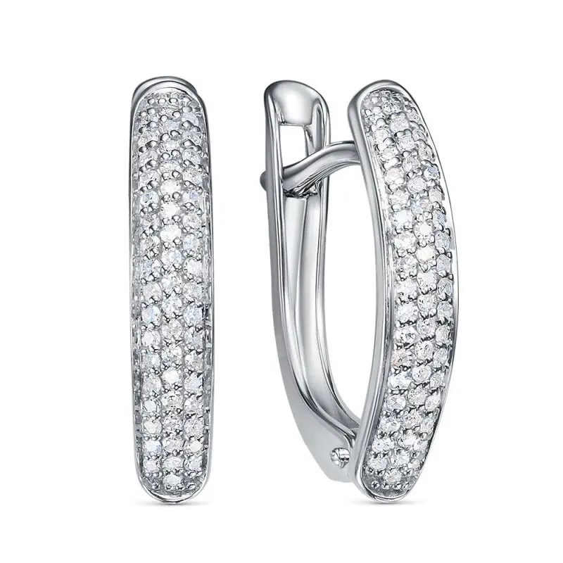 Серьги с английским замком из белого золота