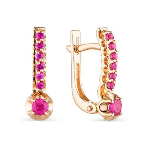 Серьги с английским замком из красного золота